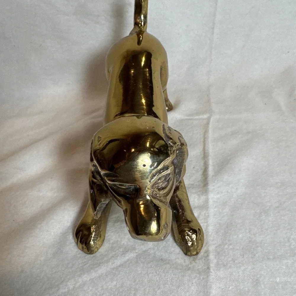 COOL Vintage Solid Brass DOG Puppy Figurine Door Stop Shelf Decor 7.5 X5